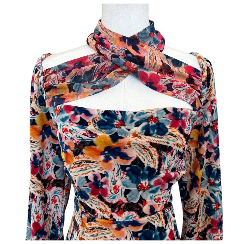For Love & Lemons Blake Mini Dress Floral Cutout M - Picture 4 of 14